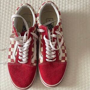 Vans Red and White Checkered Shoes